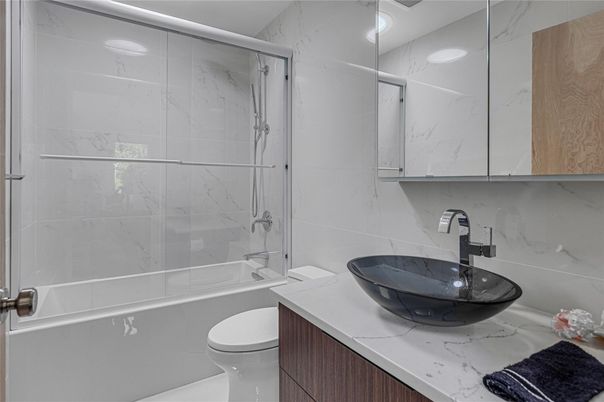 Bathroom, Glass Shower, Interior, Marble Walls, Recessed Lighting