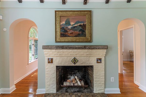 Fireplace, Interior, Wood Texture Flooring