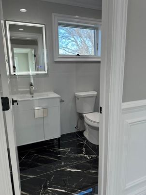 Bathroom, Interior, Marble, Recessed Lighting
