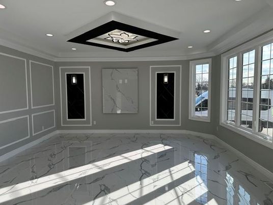 Empty room, Interior, Marble, Recessed Lighting
