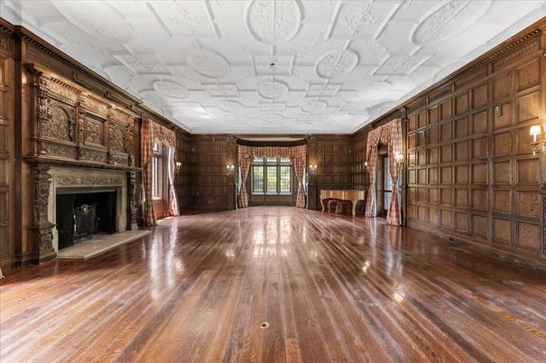 Empty room, Fireplace, Interior, Wood Texture Flooring, Wooden Walls