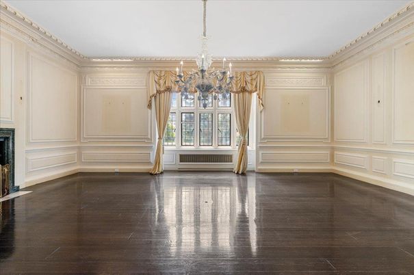 Chandelier, Empty room, Fireplace, Interior, Wood Texture Flooring