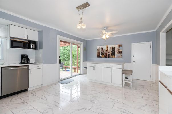 Interior, Kitchen, Marble, Pendant Lights, Stainless Steel Appliances