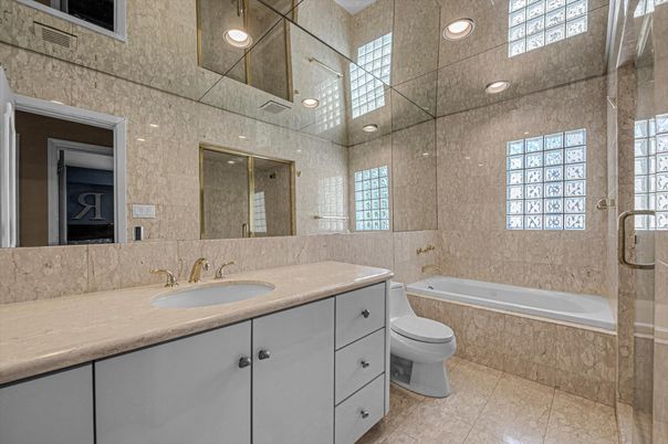 Bathroom, Glass Shower, Interior, Recessed Lighting