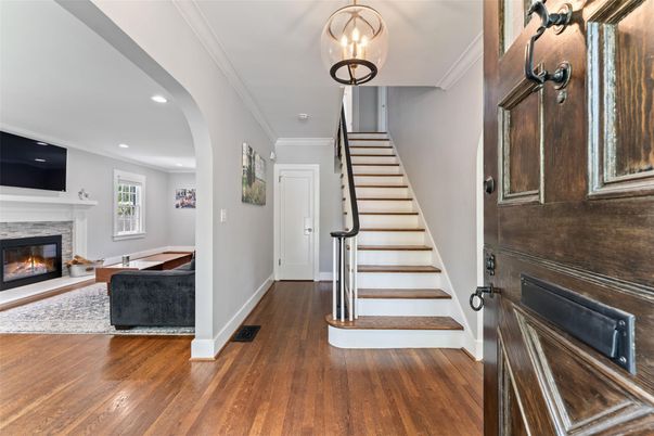 Fireplace, Interior, Recessed Lighting, Wood Texture Flooring