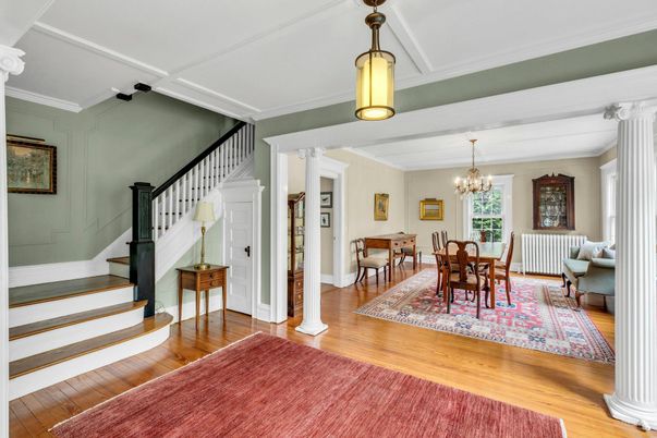 Chandelier, Dining room, Interior, Wood Texture Flooring