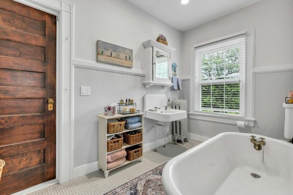 Bathroom, Free Standing Baths, Interior, Recessed Lighting, Wooden Walls