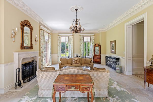 Chandelier, Dining room, Fireplace, Interior, Living room