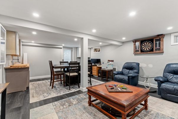 Home Office, Interior, Recessed Lighting, Wood Texture Flooring