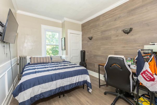Bedroom, Home Office, Interior, Wood Texture Flooring, Wooden Walls