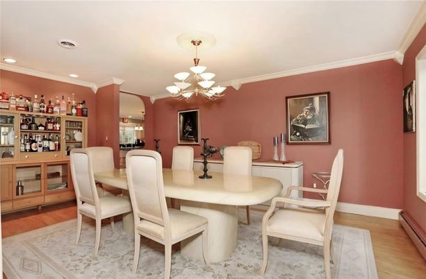 Chandelier, Dining room, Interior, Recessed Lighting, Wood Texture Flooring