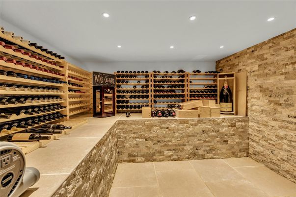 Interior, Recessed Lighting, Stone Walls, Wine Storage