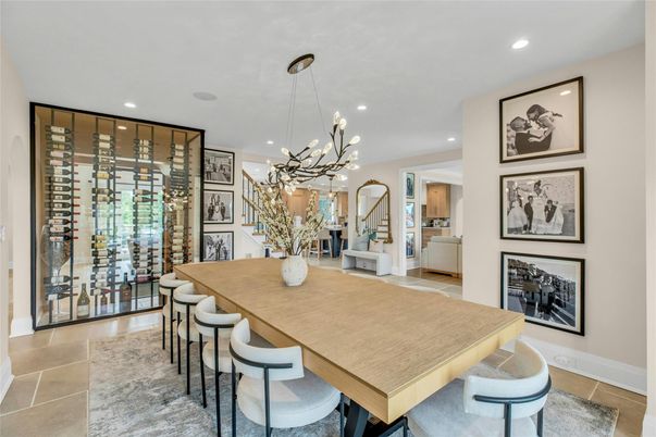 Dining room, Interior, Pendant Lights, Recessed Lighting, Wine Storage