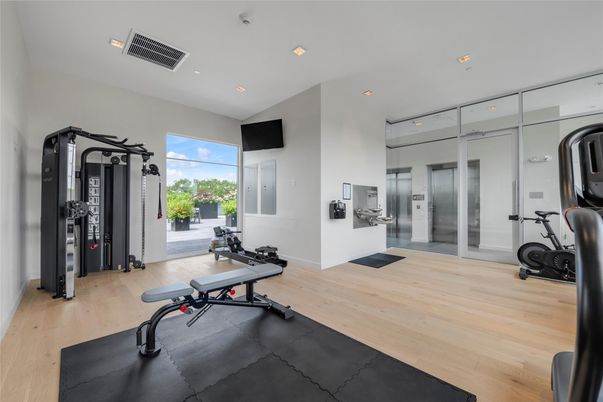 Fitness Equipment, Interior, Recessed Lighting, Wood Texture Flooring