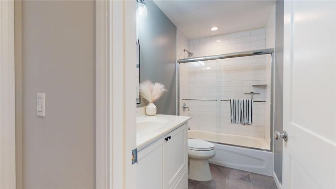 Bathroom, Glass Shower, Interior, Recessed Lighting