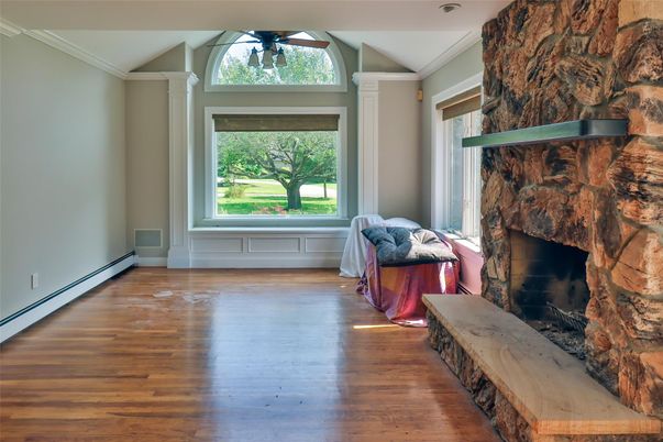 Empty room, Fireplace, Interior, Wood Texture Flooring