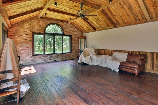 Empty room, Interior, Stone Walls, Wooden Beams, Wooden Ceilings, Wood Texture Flooring