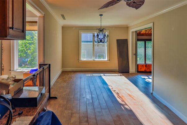 Chandelier, Empty room, Interior, Wood Texture Flooring