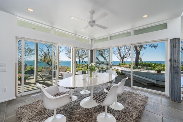 Dining room, Interior, Recessed Lighting, Sun Room, Water