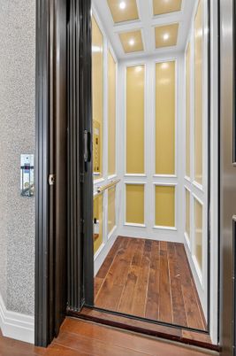 Elevator, Interior, Recessed Lighting, Wood Texture Flooring