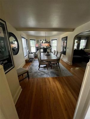 Dining room, Interior, Living room, Pendant Lights, Wood Texture Flooring