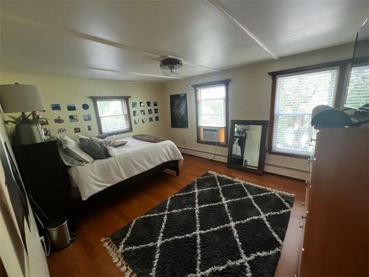 Bedroom, Fireplace, Interior, Wood Texture Flooring