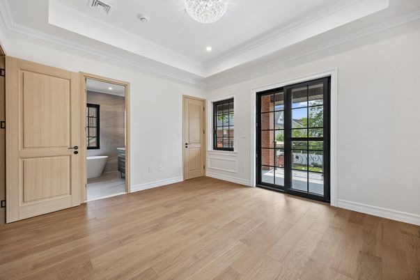 Bathroom, Empty room, Interior, Recessed Lighting, Wood Texture Flooring