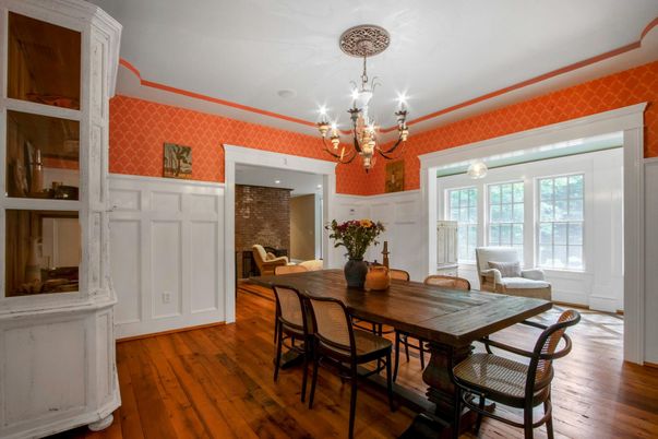 Chandelier, Dining room, Interior, Wood Texture Flooring