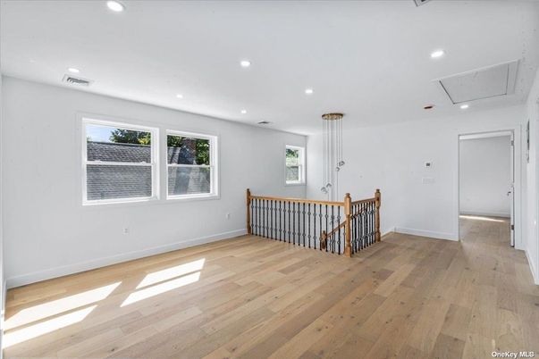 Empty room, Interior, Pendant Lights, Recessed Lighting, Wood Texture Flooring