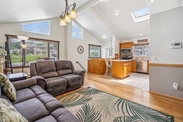 Interior, Kitchen, Living room, Recessed Lighting, Stainless Steel Appliances, Wood Texture Flooring