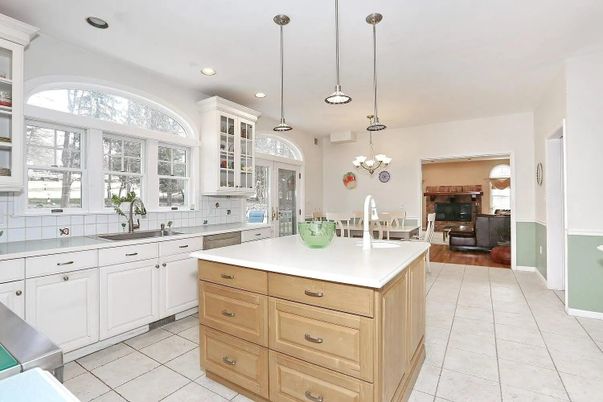 Fireplace, Interior, Kitchen, Living room, Pendant Lights, Recessed Lighting