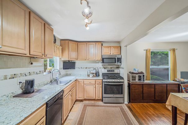 Interior, Kitchen, Stainless Steel Appliances, Wood Texture Flooring