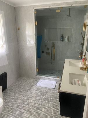 Bathroom, Glass Shower, Interior, Marble Walls