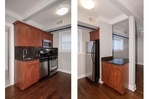 Interior, Kitchen, Stainless Steel Appliances, Wood Texture Flooring