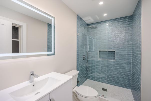 Bathroom, Glass Shower, Interior, Recessed Lighting
