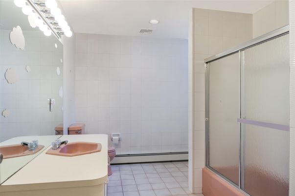 Bathroom, Glass Shower, Interior, Recessed Lighting