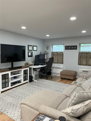 Home Office, Interior, Living room, Recessed Lighting, Wood Texture Flooring