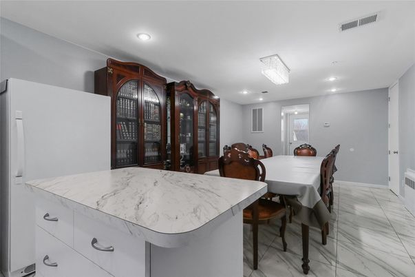 Dining room, Interior, Marble, Recessed Lighting