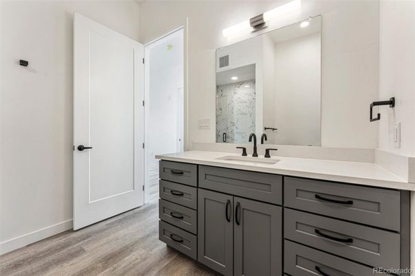 Bathroom, Dual Sink Vanities, Interior, Wood Texture Flooring