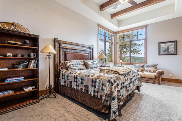 Bedroom, Interior, Recessed Lighting, Wooden Beams