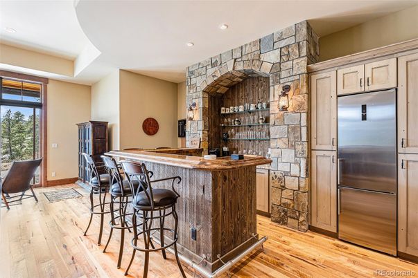 Interior, Recessed Lighting, Stone Walls, Wood Texture Flooring