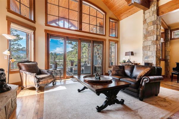 Fireplace, Interior, Living room, Stone Walls, Wooden Beams, Wooden Ceilings, Wood Texture Flooring