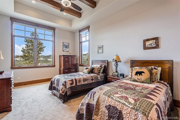 Bedroom, Interior, Recessed Lighting, Wooden Beams