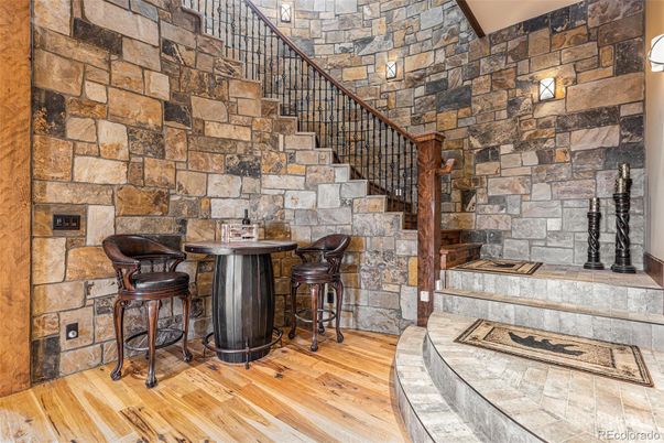 Interior, Stone Walls, Wood Texture Flooring