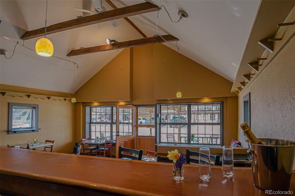 Dining room, Interior, Pendant Lights, Wooden Beams