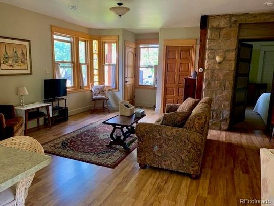 Interior, Living room, Stone Walls, Wood Texture Flooring