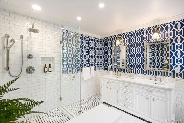 Bathroom, Dual Sink Vanities, Glass Shower, Interior, Recessed Lighting