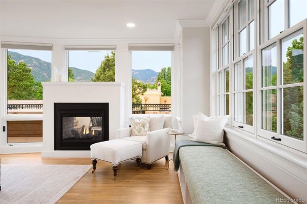 Fireplace, Interior, Recessed Lighting, Wood Texture Flooring
