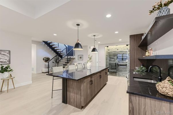Interior, Kitchen, Pendant Lights, Recessed Lighting, Wood Texture Flooring