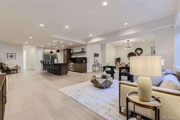 Dining room, Interior, Kitchen, Living room, Pendant Lights, Recessed Lighting, Wood Texture Flooring